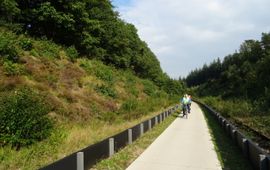 Nieuwe fietspad in de spoorkuil in Groesbeek. Eronder zijn tunnels voor reptielen aangelegd