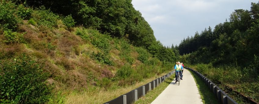 Nieuwe fietspad in de spoorkuil in Groesbeek. Eronder zijn tunnels voor reptielen aangelegd