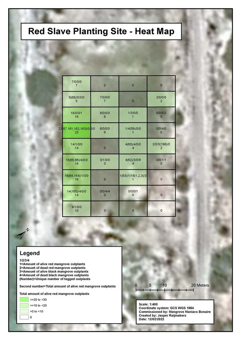 Example heat map for Red Slave outplanting site