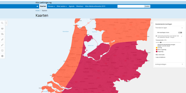 Hooikoortsverwachting voor mensen met een graspollenallergie