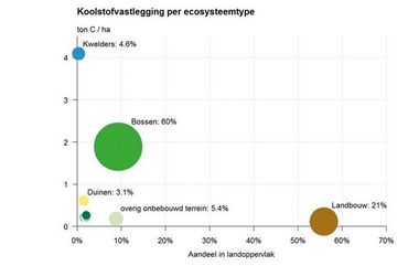 Koolstofvastlegging per ecosysteemtype in Nederland