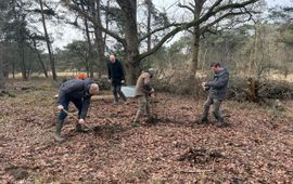 Op 23 februari werden de laatste van de 9.000 nieuwe boompjes geplant - met o.a. wethouder Peter Bakker (midden) en links en rechts Bosgroepers Hans van Lommel en Jos Kerssemakers