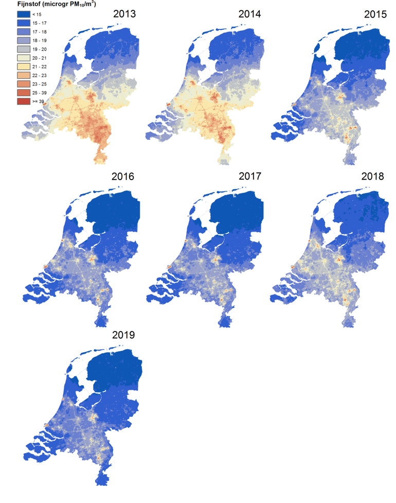 Trendfiguur fijnstof (PM10) 2013-2019