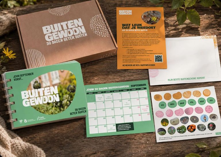 Het postpakket dat je toegestuurd krijgt voor de BuitenGewoon, 30 dagen Beter Buiten Challenge