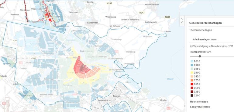 Amsterdam op kaart Verstedelijking in Nederland sinds 1200