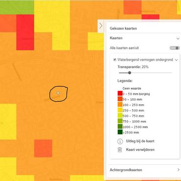 Het Stadsveld op kaart Waterbergend vermogen ondergrond