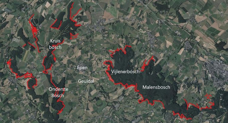 Ligging van de vijftig telroutes