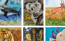 Collage van inzendingen WWD internationale kunstwedstrijd voor de jeugd