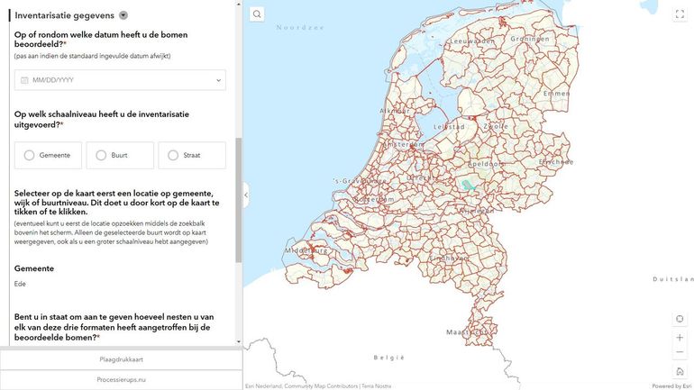 Registratieformulier plaagdruk eikenprocessierups