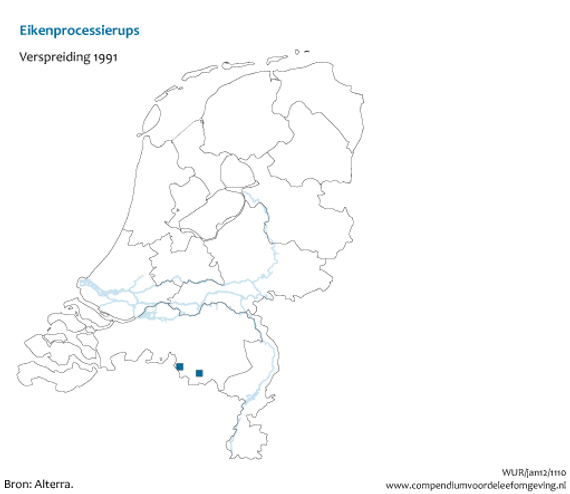 CBS, PBL, Wageningen UR Eikenprocessierups en klimaatverandering, 1991-2010 (indicator 1110, versie 05, 31 januari 2012).