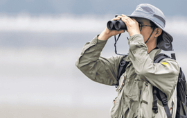 He-Bo Peng is observing the birds