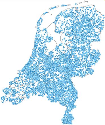 De waarnemingen van het boomblauwtje vanaf 2015 zijn over het hele land verdeeld