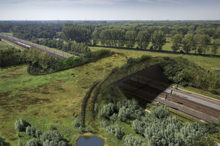 Toekomstimpressie spoorwegecoduct de Mortelen