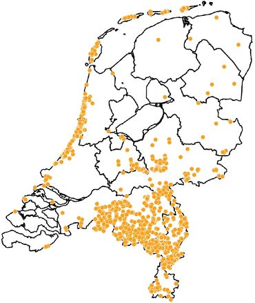 De waarnemingen van de kleine parelmoervlinder uit 2019, tot 27 augustus