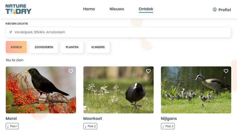 Vogelvoorspelling voor het Vondelpark in Amsterdam
