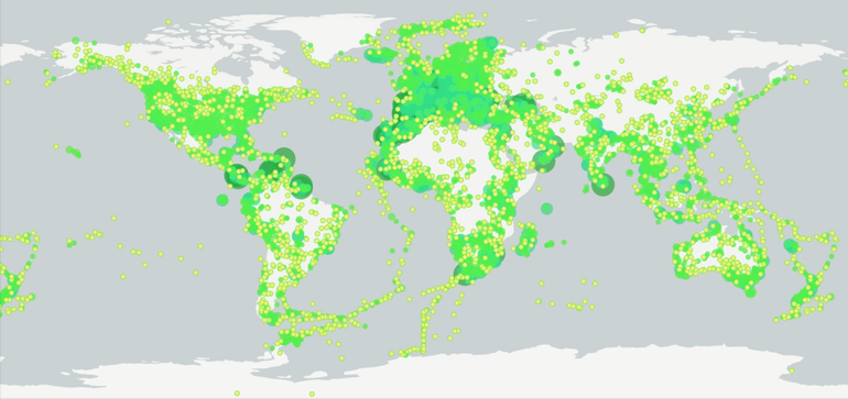 Verspreiding van bijna veertig miljoen waarnemingen van Observation.org, beschikbaar via GBIF.org