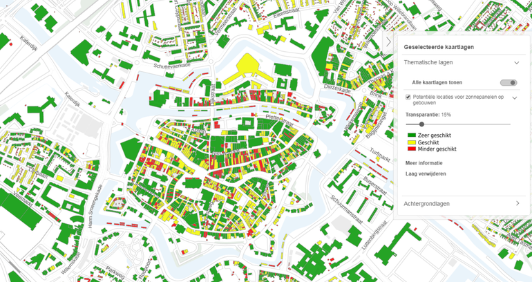 Potentiele locaties voor zonnepanelen in Zwolle