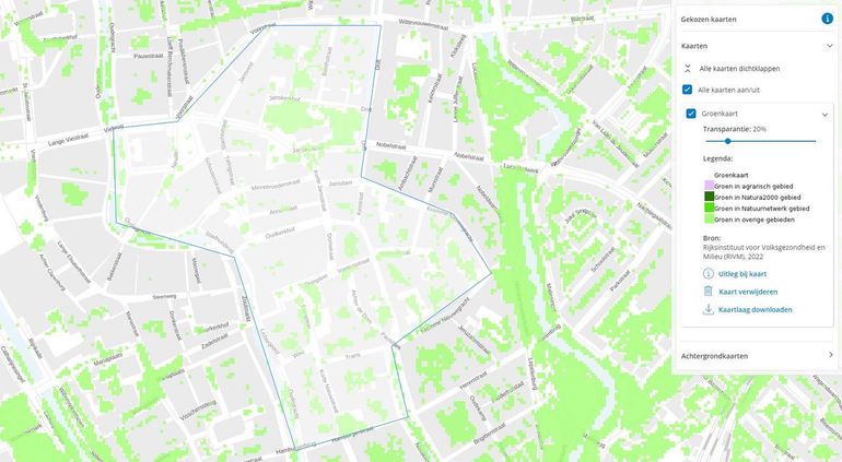 Je ziet op de Groenkaart op de Atlas Leefomgeving dat de omgeving rond de Dom duidelijk minder groen is dan het omliggende gebied. Tijd om daar verbetering in aan te brengen! Klik op de kaart om jouw buurt te bekijken