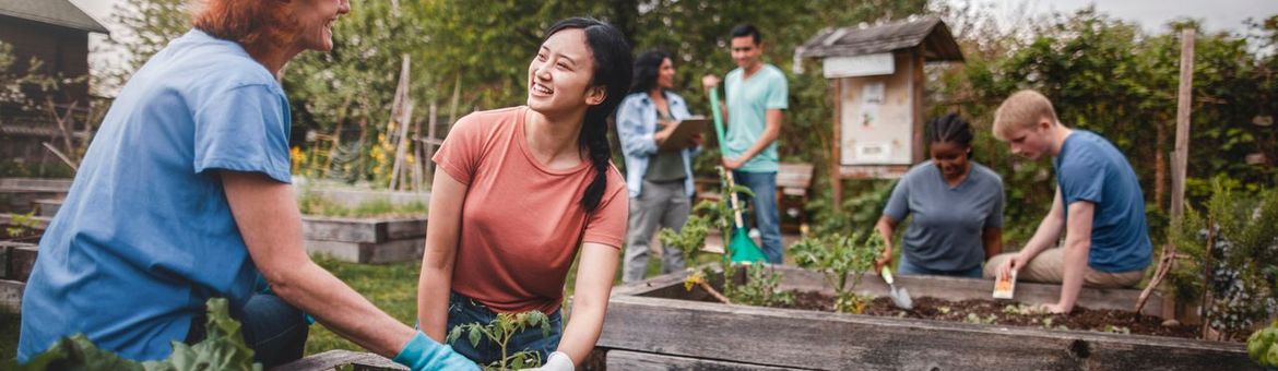 Sociale verbinding op een volkstuinpark. Rechten aangekocht door Naturalis Biodiversity Center. Niet te gebruiken door andere instituten.