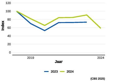 De meest recente trend van het vliegend hert, tot en met 2024, laat een daling zien