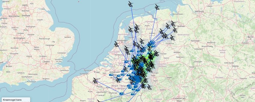 Screenshot Kraanvogelradar op 18 februari 2025