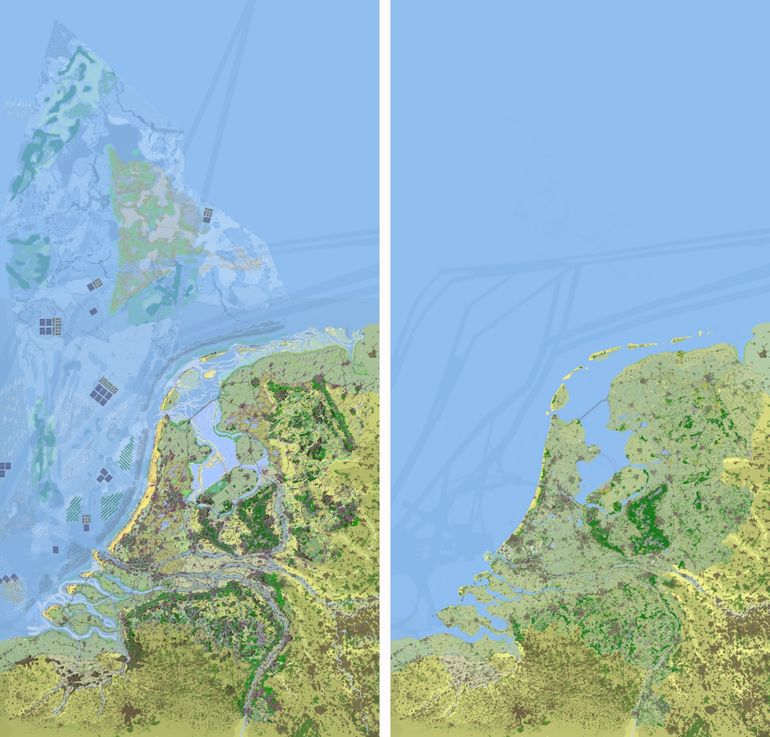 De kaart van Nederland in 2020 en het toekomstbeeld van Nederland in 2120