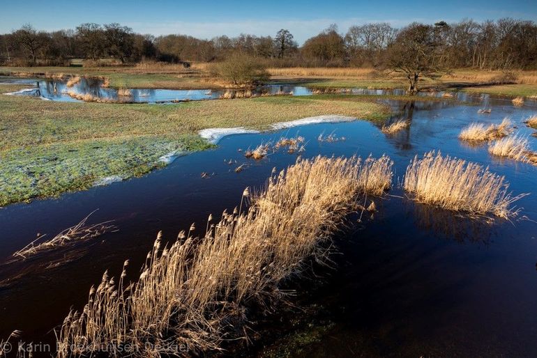 Het punt bij Tweediepkolk buiten haar oevers door neerslag in de winter