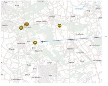 Op de kaart Hunebedden en Grafheuvels van Atlas Leefomgeving zie je de vindplaats van het oude textiel, bij de blauwe pijl. Klik op het kaartje om de kaart te bekijken. 