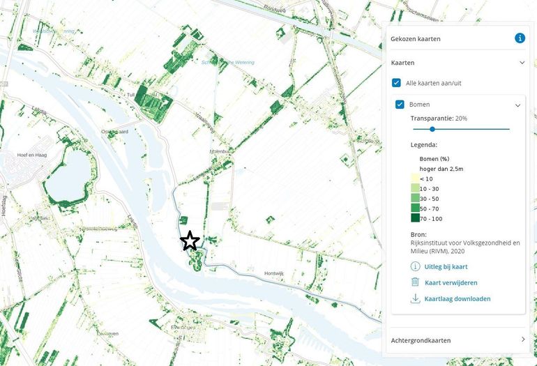 Het Nieuwe Land op de Bomen-kaart