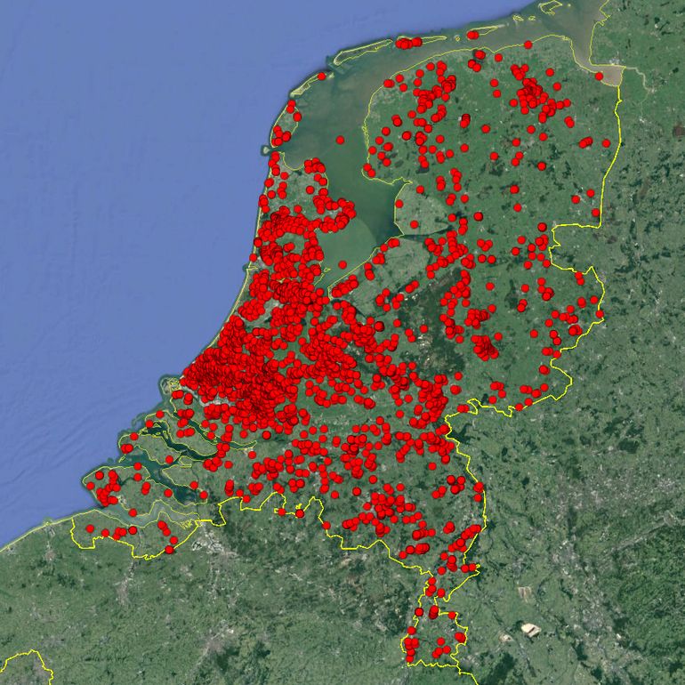 Veel waarnemingen uit stedelijke gebieden