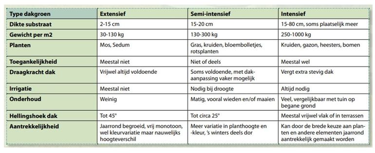 Het type begroeiing hangt af van wat je wilt, maar ook van de draagkracht van je dak