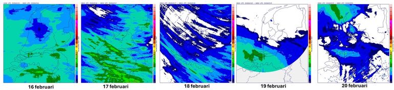 Neerslag in Nederland tijdens de bloeipiek van de els in het zuiden van het land