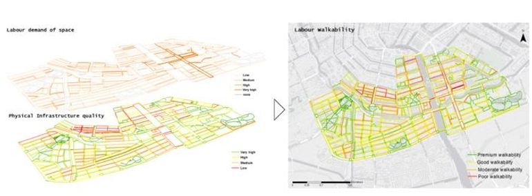Werkgerelateerde walkability in Amsterdam op de kaart