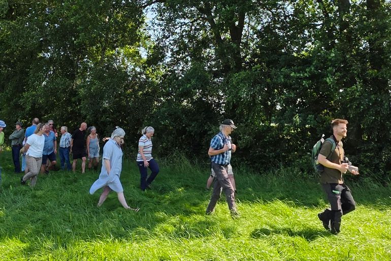 Hilko Bron (uiterst rechts) tijdens een excursie in het coulisselandschap
