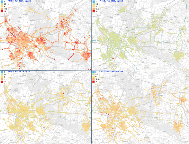 Sterk varierende PM2.5-concentraties per maand
