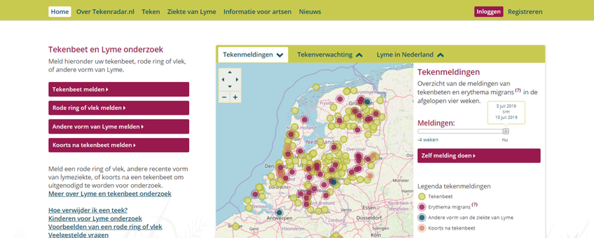 Screenshot Tekenradar.nl op 10 juli 2019