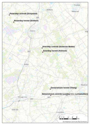 Ligging van de onderzochte beektrajecten