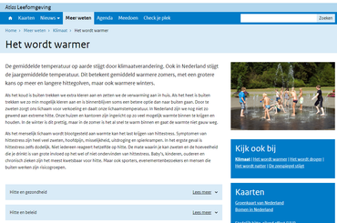 Screenshot nieuw subthema 'Het wordt warmer'