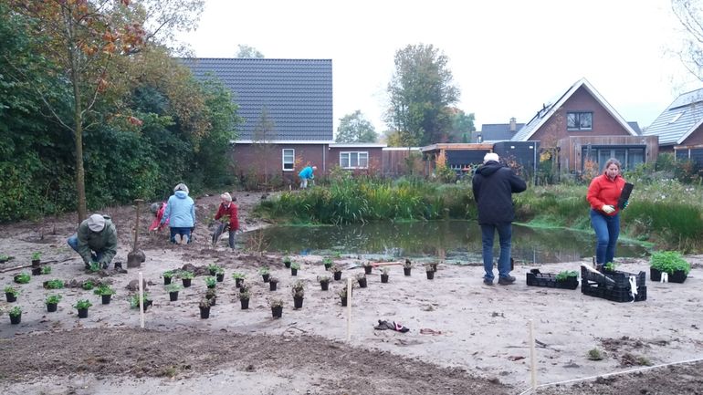 Inwoners Woudenberg leggen tuin met vijver aan