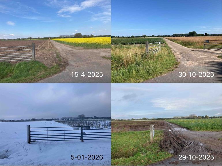 Proefvelden van Wageningen University & Research aan de noordzijde van de campus