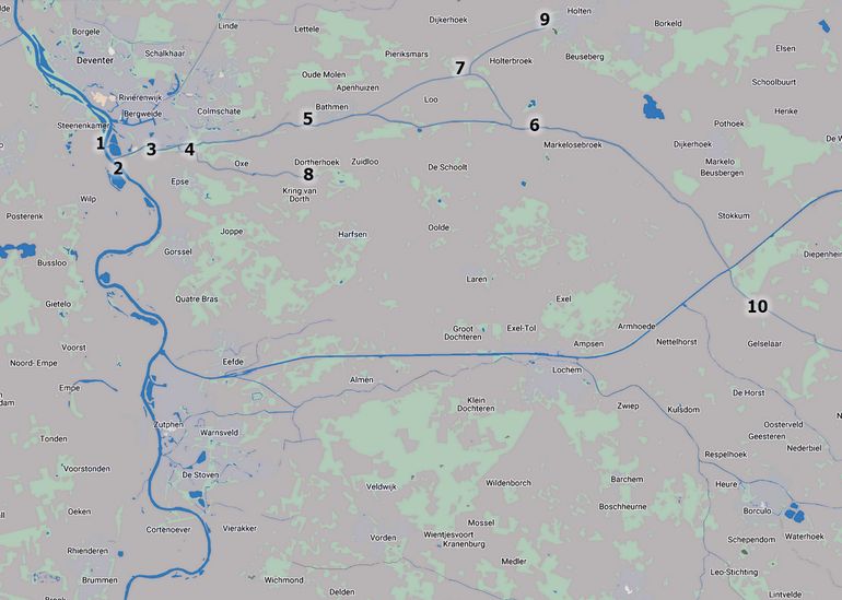 Verspreidingskaart van de bever in de Achterhoek (2005-2019)