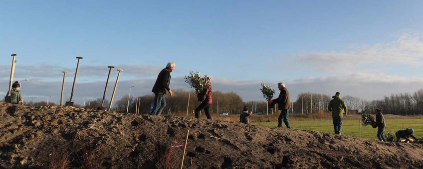 Bewoners van een buurt planten bomen