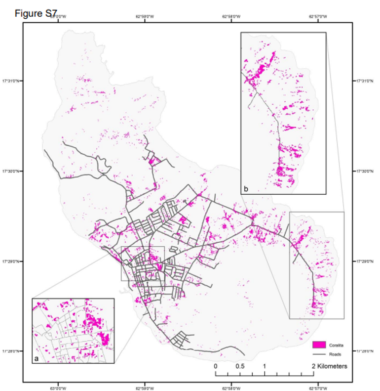 Map of Coralita distribution on St. Eustatius