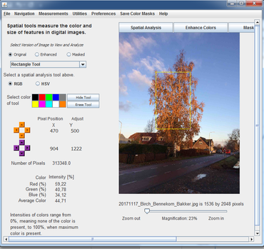 Screenshot van het programma AnalyzingDigitalImages