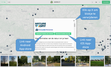 Scherm van GrowApp.today na klikken op link naar animatie. Klik op kruisje rechtsbovenin het witte blokje om introblokje te verwijderen