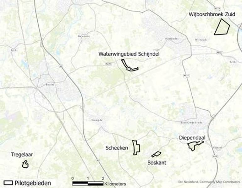 De pilotgebieden in kaart