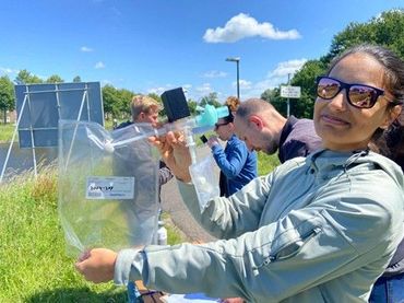 Verzamelen van uitgeademde lucht tijdens hooikoortswandeling