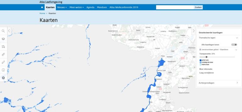 Kaart Overstroombaar gebied Vlaanderen 