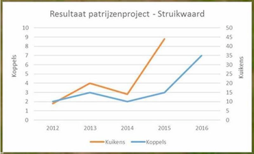 Groei van het aantal patrijzen in de Struikwaard