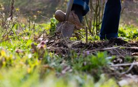 beeldbank provincie Noord-Brabant spade in de grond - eenmalig gebruik